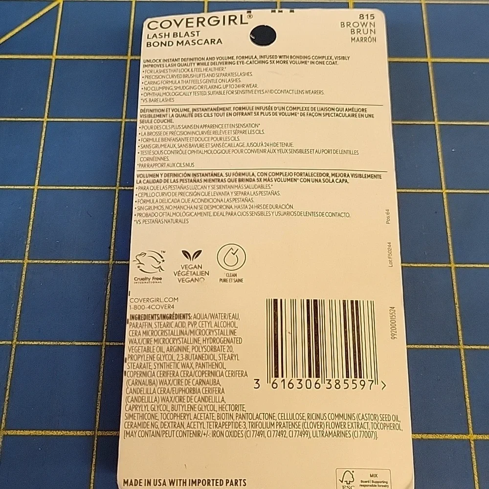 CoverGirl Lash Blast Bond Mascara 815 Brown New Sealed Package 13.1ml